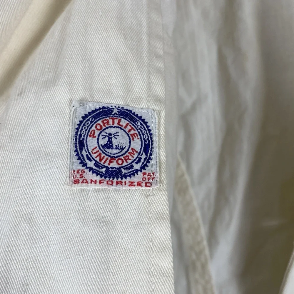 True Vtg 30s 40s Sanforized White Cotton Twill Chore Uniform Jacket Portlite
